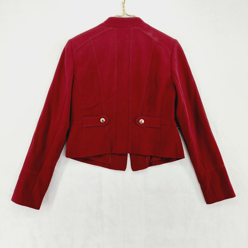 White House Black Market Cardinal Red Military Ponte Jacket Blazer P3126 - Picture 5 of 9